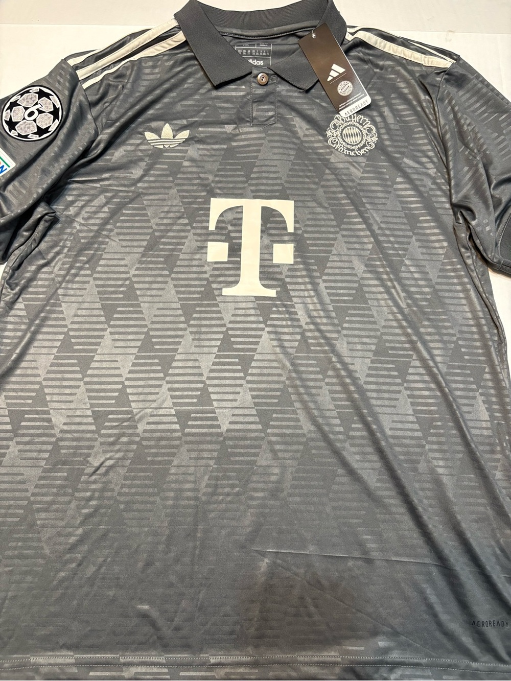 adidas Men’s Dark Gray Football Jersey with White Accents